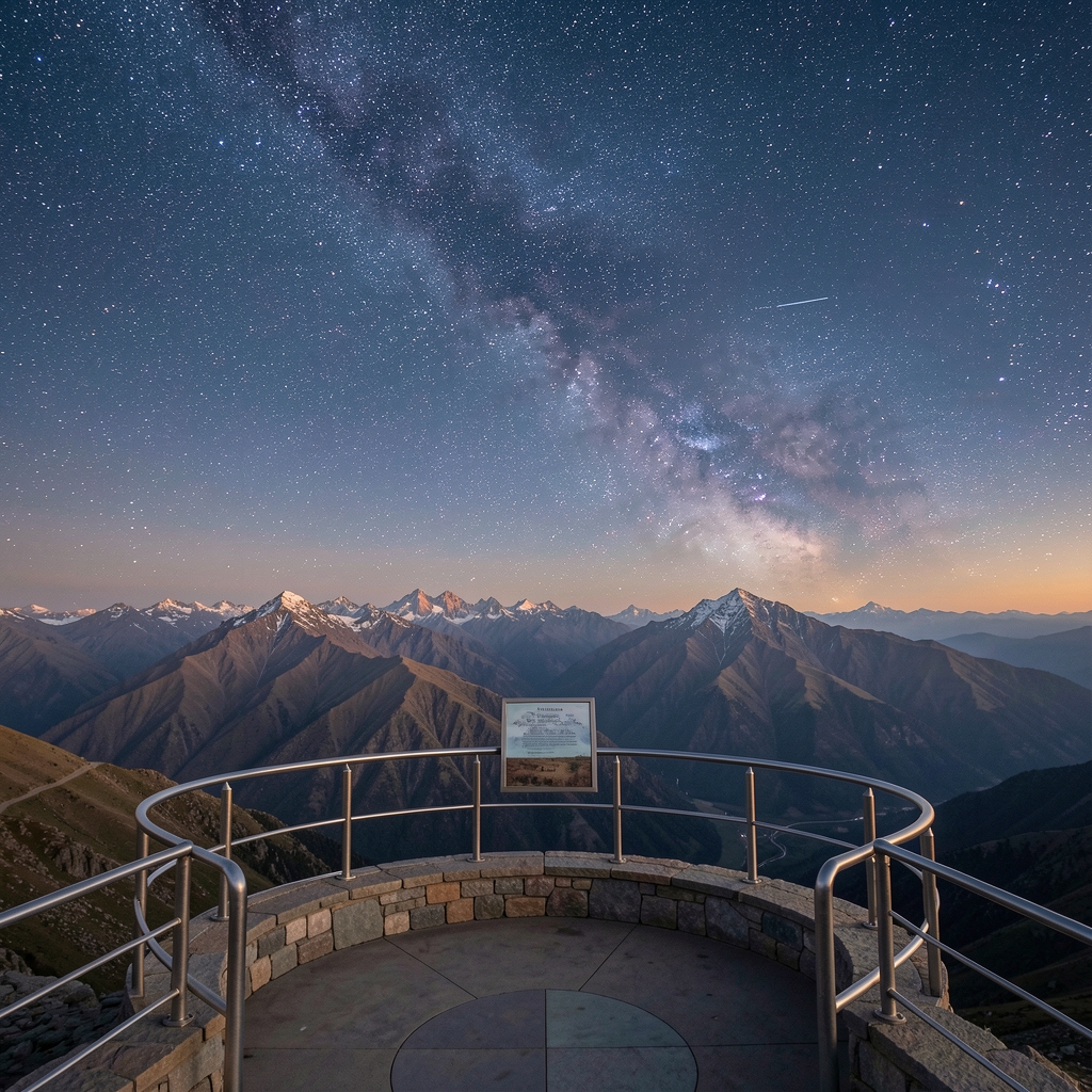 Cielo nocturno estrellado sobre las montañas de Argentina visto desde un observatorio